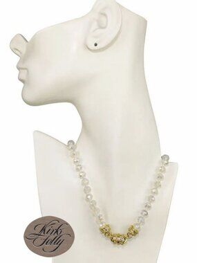 Kirks Folly Crystal Goddess Cloud Opal 8mm Beaded Goldtone MagneticNecklace